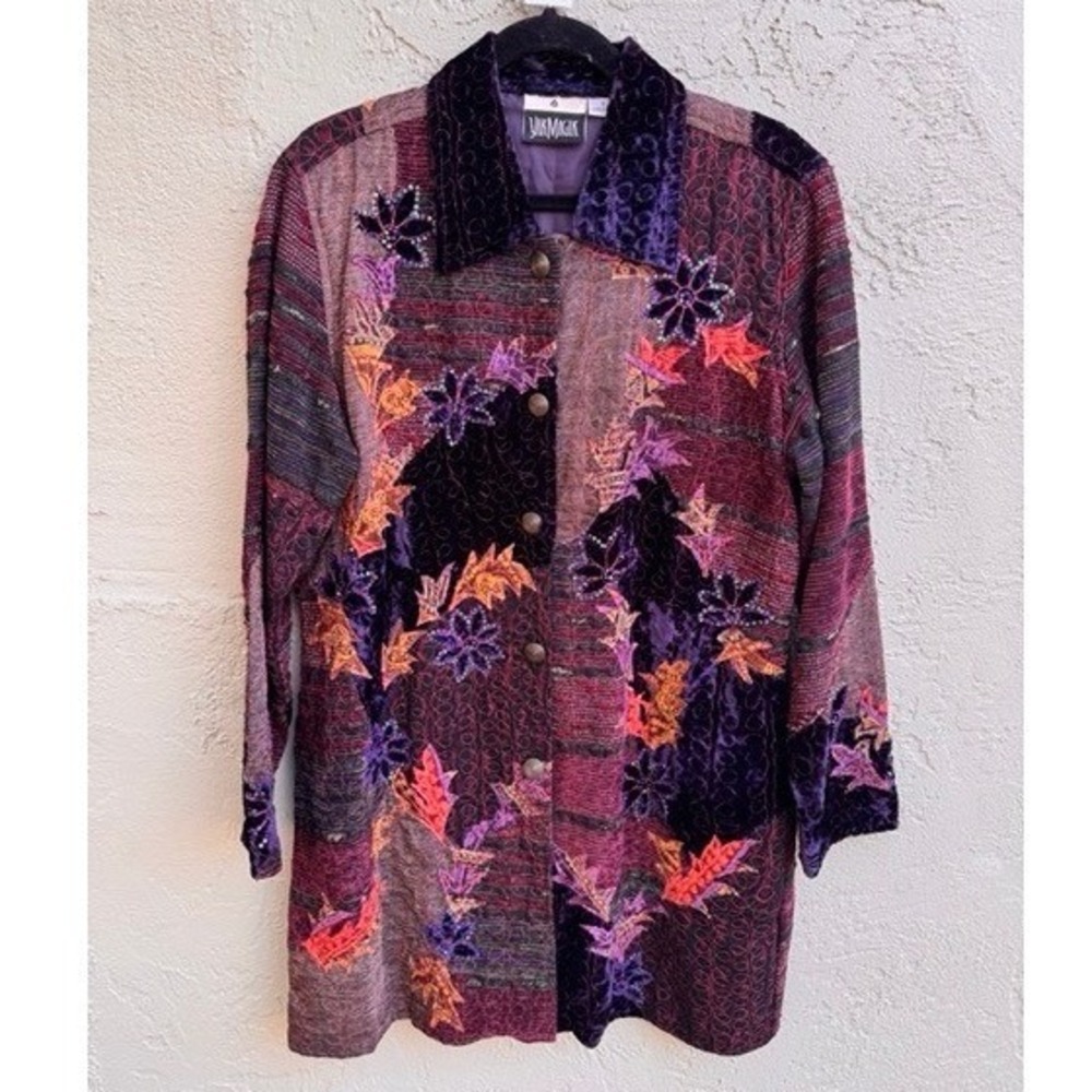 Yak Magik Womens Purple Velvet Patchwork Jacket LARGE Boho Whimsigoth Gypsy